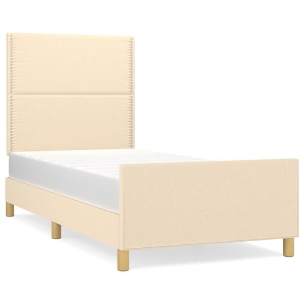 vidaXL Bedframe zonder matras 90x200 cm stof cr&egrave;mekleurig