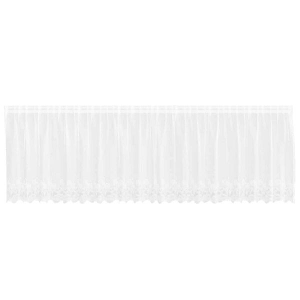 vidaXL Kantgordijn met gordijnen Bloemen Wit 80 x 500 cm Polyester