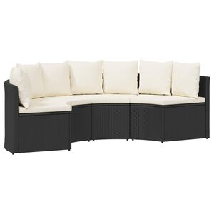 vidaXL 2-delige Loungeset met kussens poly rattan zwart