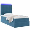 vidaXL Opbergbed met LED met matras Donkerblauw 100 x 200 cm Fluweel