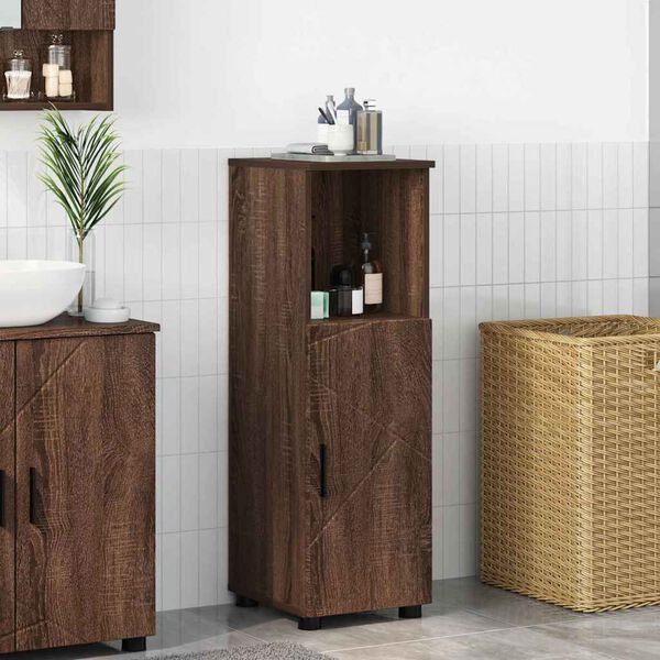 vidaXL Badkamer Kast Bruin Eiken 30 x 35 x 95 cm Bewerkt hout & Metaal