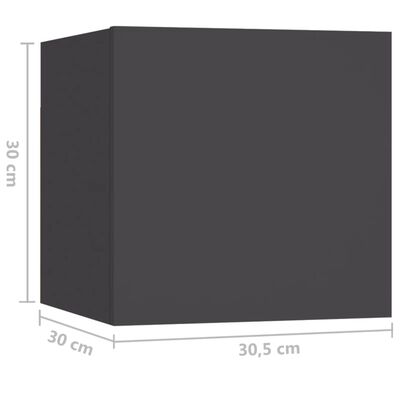 vidaXL Nachtkastje 30,5x30x30 cm spaanplaat grijs