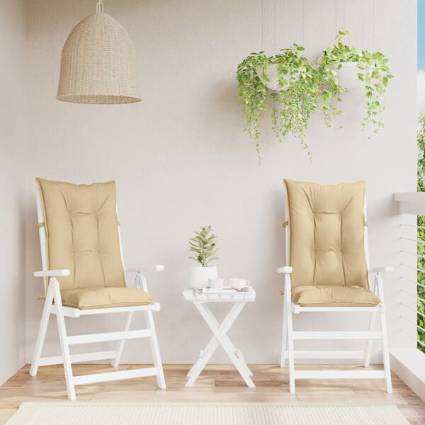 vidaXL Stoelkussens 2 st hoge rug 120x50x7 cm stof gem&ecirc;leerd beige