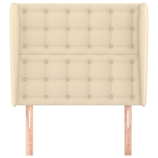 vidaXL Hoofdbord met randen 83x23x118/128 cm stof cr&egrave;mekleurig