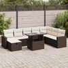 vidaXL 9-delige Loungeset met kussens poly rattan bruin