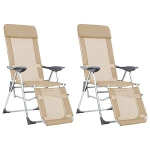 vidaXL Campingstoelen met voetensteun 2 st inklapbaar textileen cr&egrave;me
