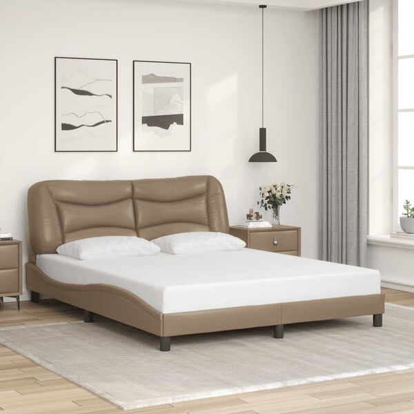 vidaXL Bedframe zonder matras "Hvar" kunstleer cappuccinokleurig 160x200 cm