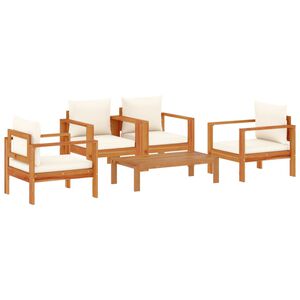 vidaXL 5-delige Loungeset met kussens massief acaciahout