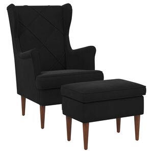 vidaXL Fauteuil met Voetenbank 2 st Zwart Fluweel