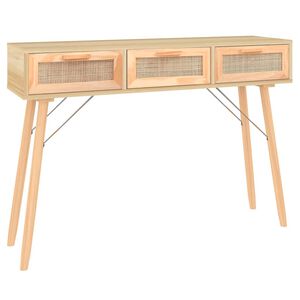 vidaXL Wandtafel 105x30x75 cm massief grenenhout en natuurlijk rattan