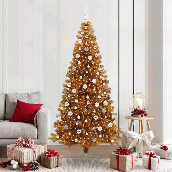 vidaXL Kerstboom met 300 LED met standaard Goud 210 cm PET