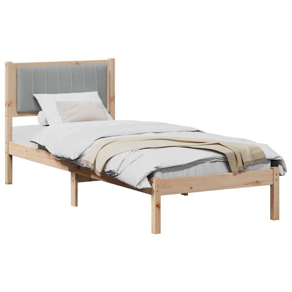 vidaXL Bedframe met Gevoerd Hoofdgedeelte Lichtgrijs 75 x 190 cm