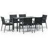 vidaXL 7-delige Tuinset met kussens poly rattan en staal