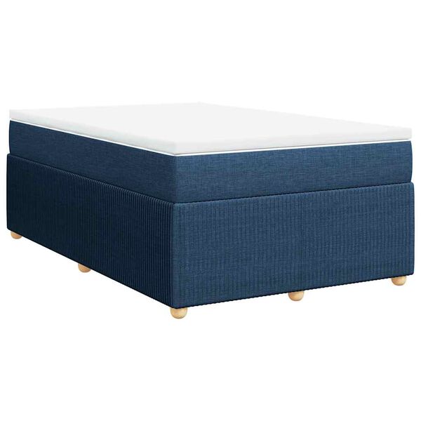 vidaXL Boxspring met matras stof blauw 120x200 cm