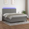 vidaXL Boxspring met matras en LED stof donkergrijs 160x200 cm