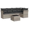 vidaXL 6-delige Loungeset met kussens poly rattan lichtgrijs