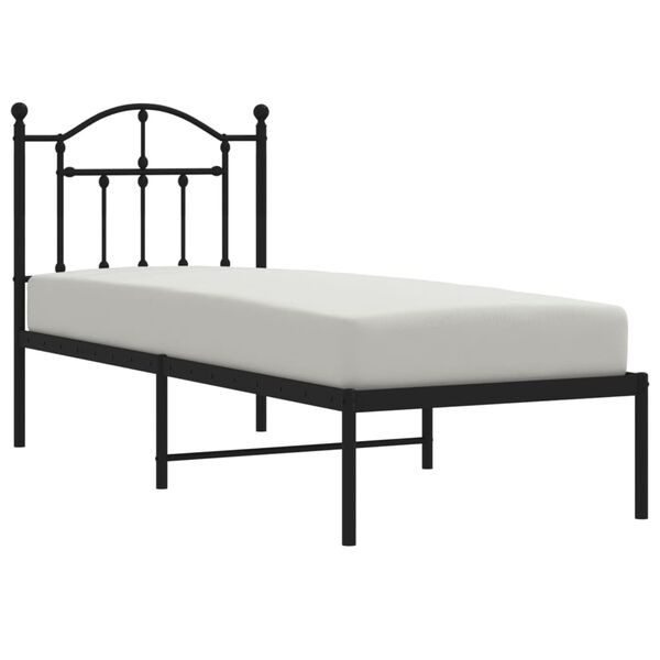 vidaXL Bedframe met hoofdbord metaal zwart 75x190 cm