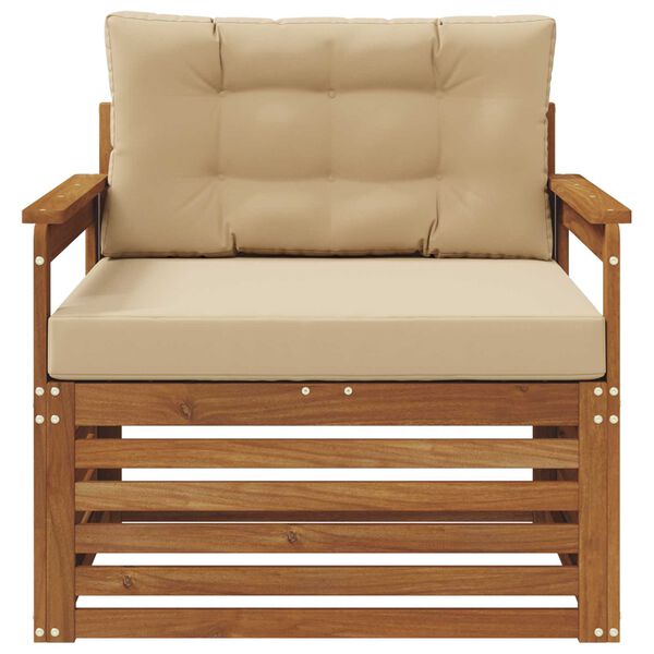 vidaXL Buiten bankenset Massief Acaciahout en Polyester Naturel