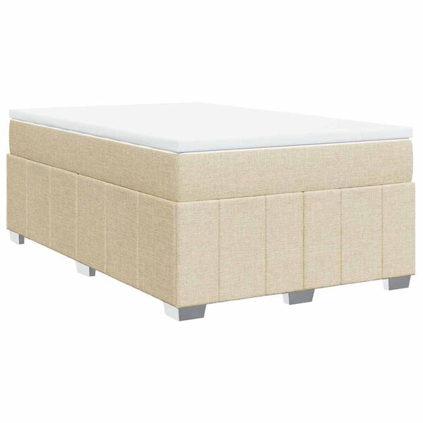 vidaXL Boxspring met matras stof cr&egrave;mekleurig 120x200 cm