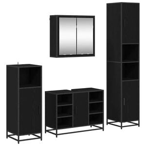 vidaXL Badkamermeubelset met plank 4 pcs Zwart Eiken Bewerkt hout