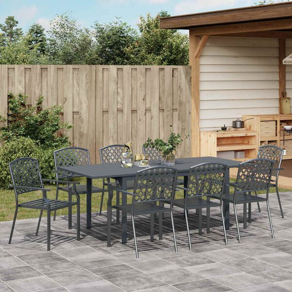 vidaXL Tuin eettafelset 9 pcs Antraciet Staal