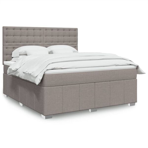 vidaXL Boxspring met matras stof taupe 180x200 cm