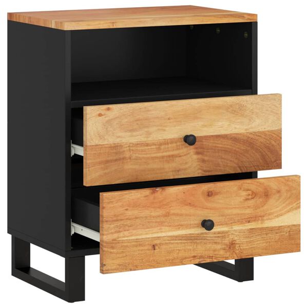 vidaXL Nachtkastje 50x33x62 cm massief acaciahout en bewerkt hout