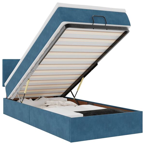 vidaXL Ottoman bed met matras en LED's 90x200cm fluweel donkerblauw