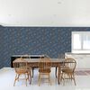 DUTCH WALLCOVERINGS Behang Flower donkerblauw en bronskleurig
