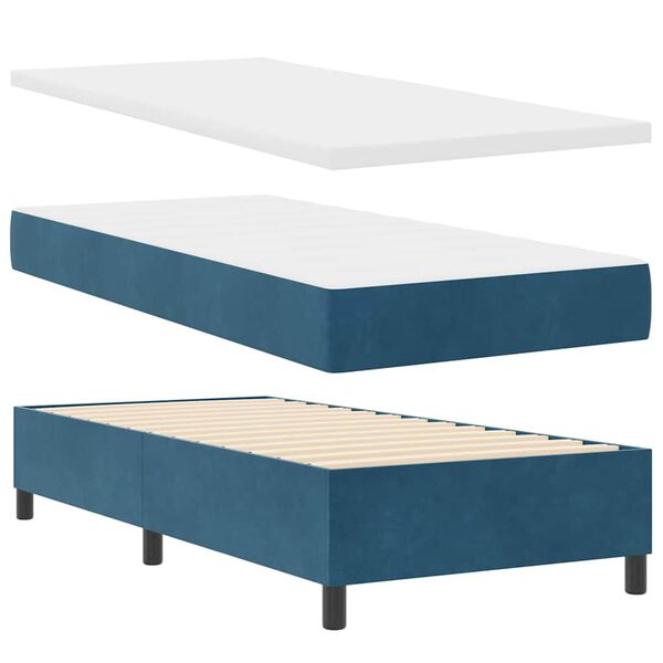 vidaXL Boxspring bed met matras Donkerblauw 90 x 200 cm Fluweel