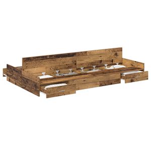 vidaXL Opbergbedframe met lade Oud Hout 120 x 190 cm Bewerkt hout