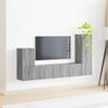 vidaXL Tv-meubelset Wandgemonteerd 3 pcs Grijs Sonoma Bewerkt hout
