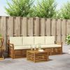 vidaXL Sofa-Sets 5 pcs Natuurlijk en Cr&egrave;me Massief Acaciahout