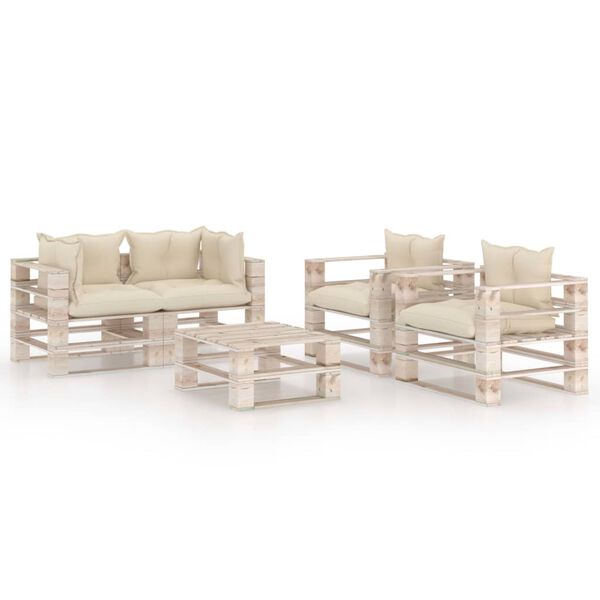 vidaXL 5-delige Loungeset met kussens pallet grenenhout