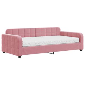 vidaXL Slaapbank met matras 100x200 cm fluweel roze