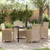 vidaXL Tuin eettafelset 5 pcs Beige poly rattan