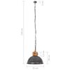 vidaXL Hanglamp industrieel rond E27 32 cm massief mangohout grijs