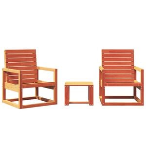 vidaXL 3-delige Loungeset massief grenenhout wasbruin
