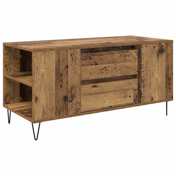 vidaXL Salontafel met lade Oud Hout 102 x 44,5 x 50 cm Bewerkt hout