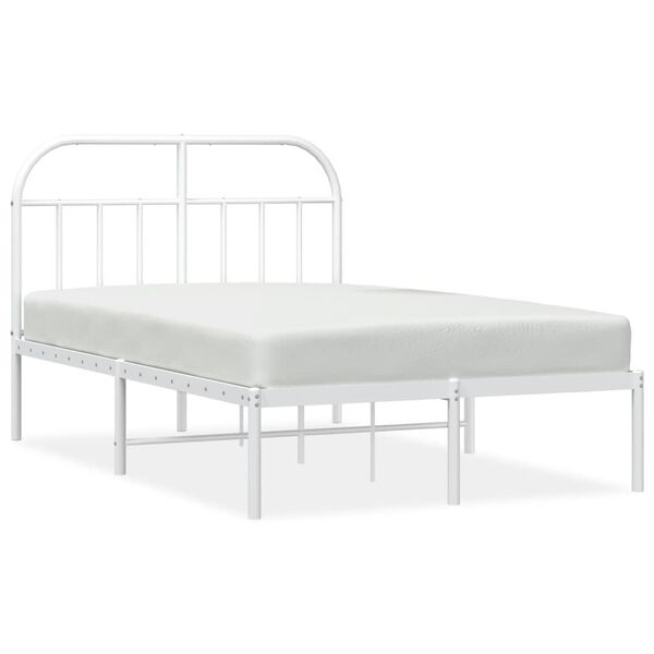 vidaXL Bedframe met hoofdbord metaal wit 120x200 cm
