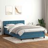 vidaXL Boxspring met matras fluweel donkerblauw 140x210 cm