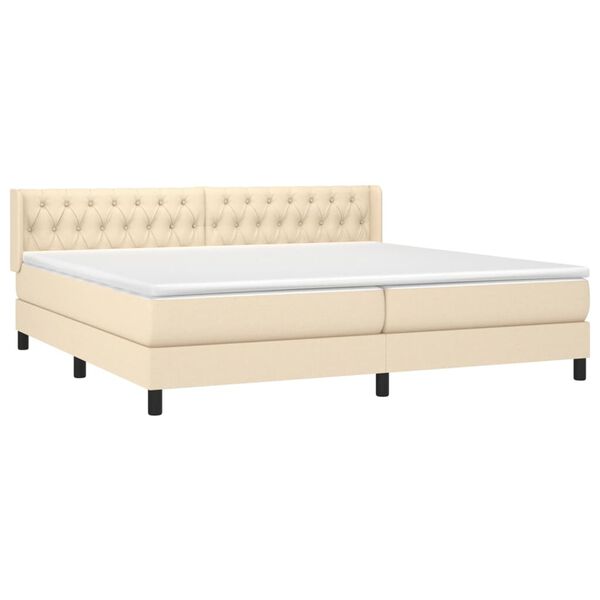 vidaXL Boxspring met matras stof cr&egrave;mekleurig 200x200 cm