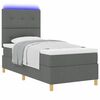 vidaXL LED Box Spring Bed met matras Donkergrijs 100 x 200 cm Stof