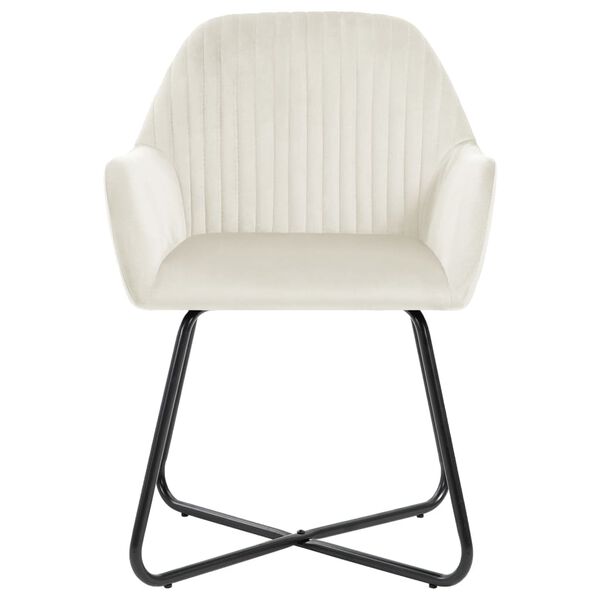 vidaXL Eetkamerstoelen 6 st fluweel crèmekleurig