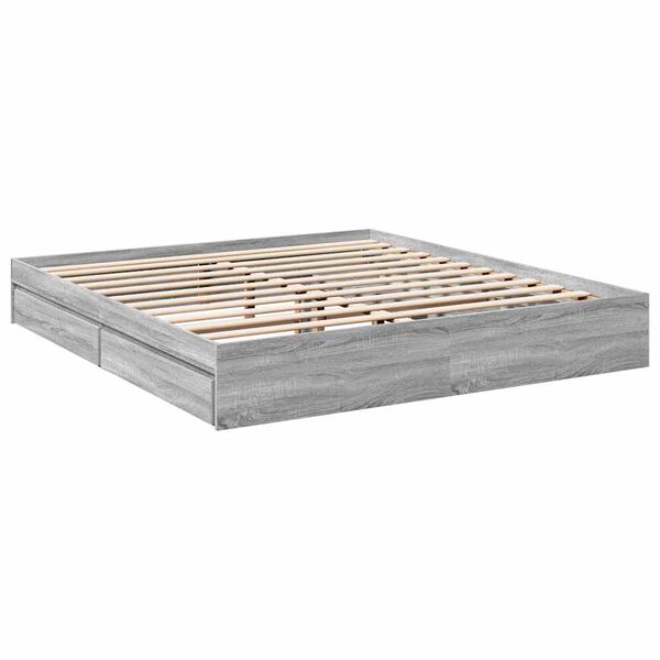 vidaXL Bedframe met lades bewerkt hout grijs sonoma eiken 180x200 cm