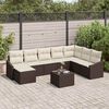 vidaXL Bankstel met kussen 9 pcs Bruin poly rattan