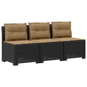 vidaXL 3-zits tuinbank met kussens in rattanlook PP Antraciet