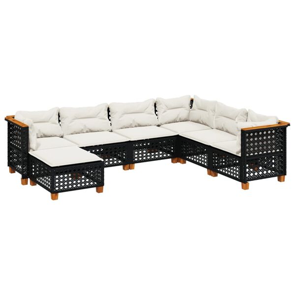 vidaXL 7-delige Loungeset met kussens poly rattan zwart
