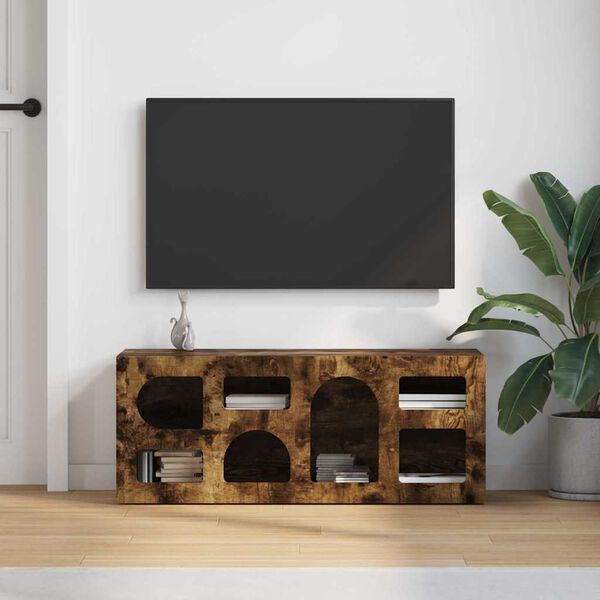 vidaXL TV-kast Gerookt eiken 100 x 35 x 40 cm Bewerkt hout