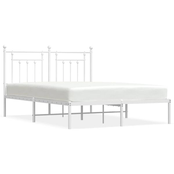 vidaXL Bedframe met hoofdbord metaal wit 150x200 cm